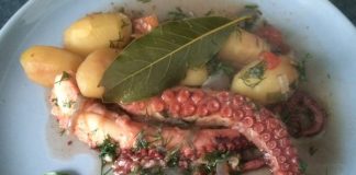 Recette de poulpe au laurier et pommes de terre